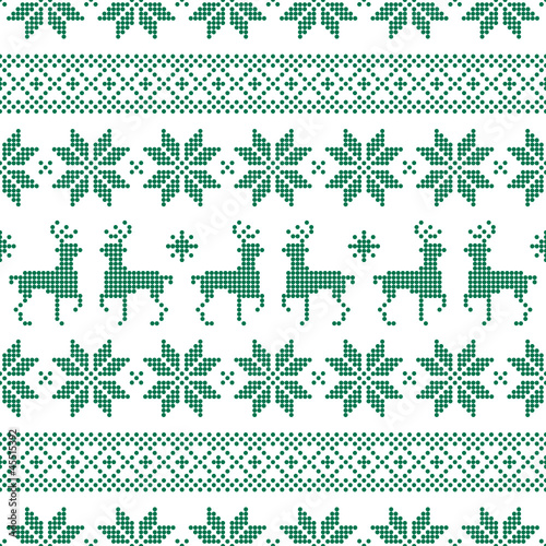 Seamless Dots Pattern Norwegian Style Green/White