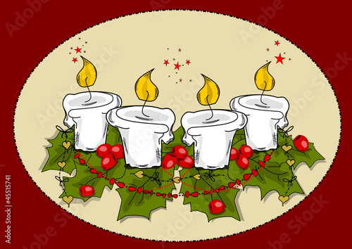 Advent, Weihnachten Karte mit Kerzen