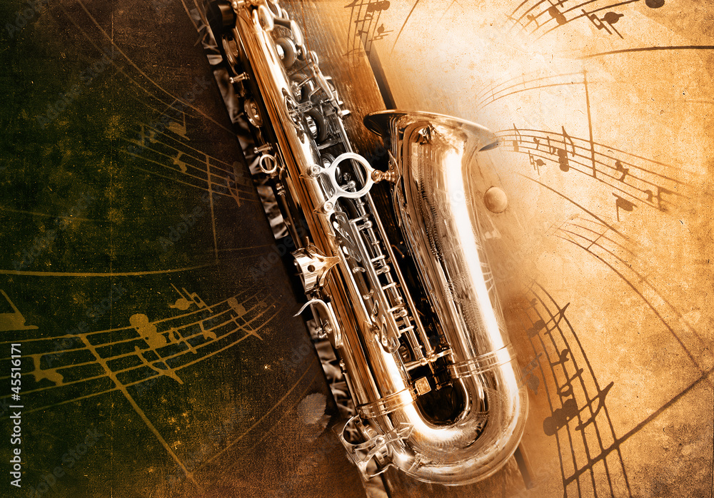 Fototapeta premium Old Saxophone with dirty background