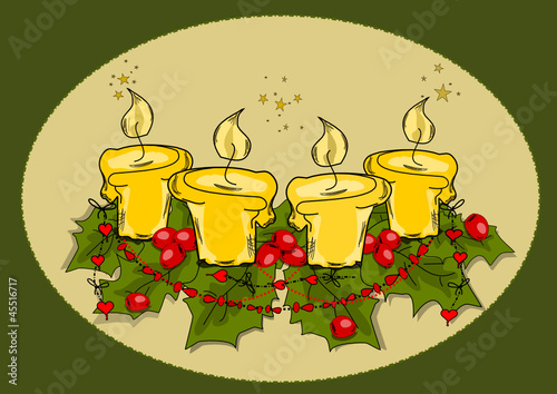 Advent, Weihnachten Karte mit Kerzen