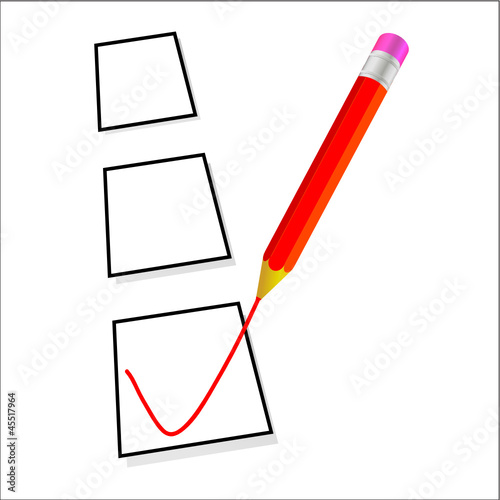 test ticking with red pencil vector