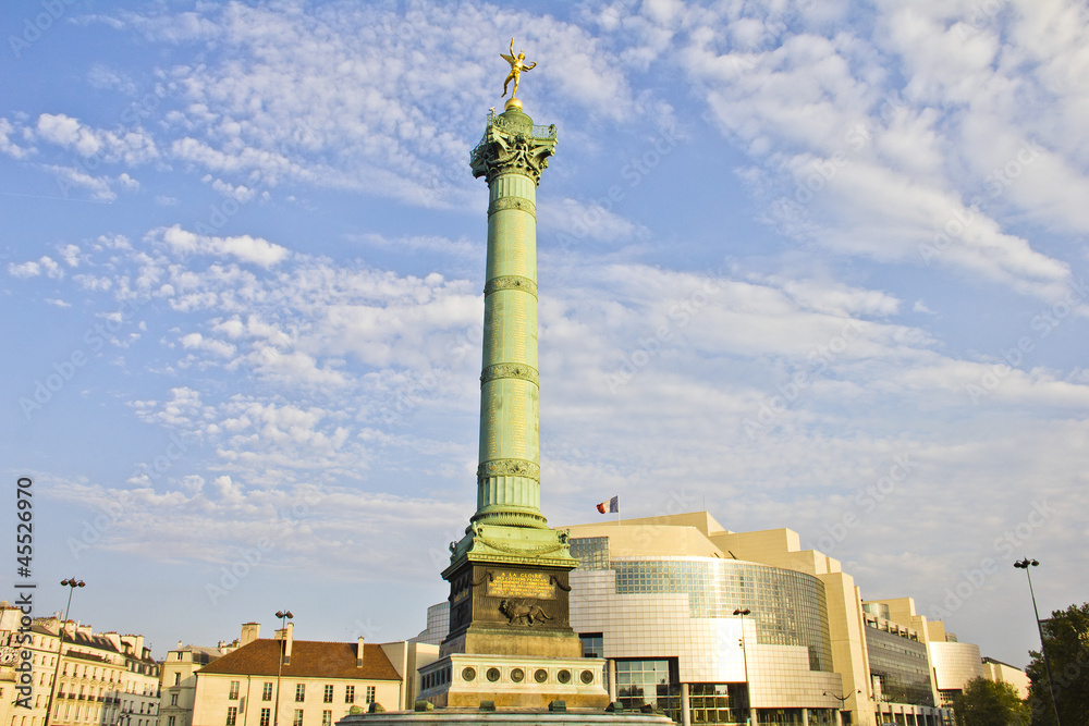 Fototapeta premium Place de la Bastille and the and Opera Bastille, Paris, France