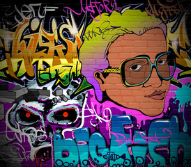 Acrylglasbilder Themen Urbane Graffiti-Wand im Hip-Hop-Stil  © Banana Republic