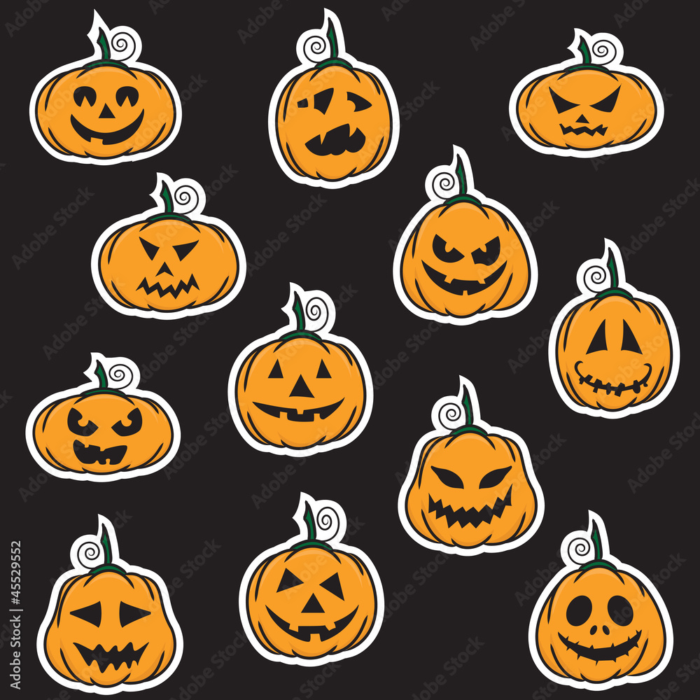 Halloween pumpkin stickers - vector illustration Halloween pumpkin stickers - vector illustration