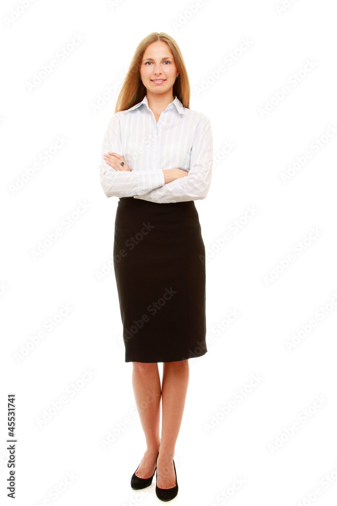 A full length portrait of a beautiful businesswoman standing