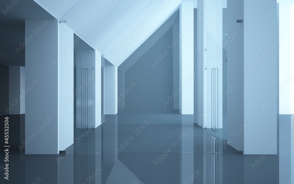 abstract interior office or shop with glass doors