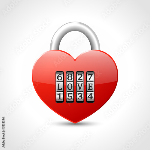 padlock -  heart with combination lock