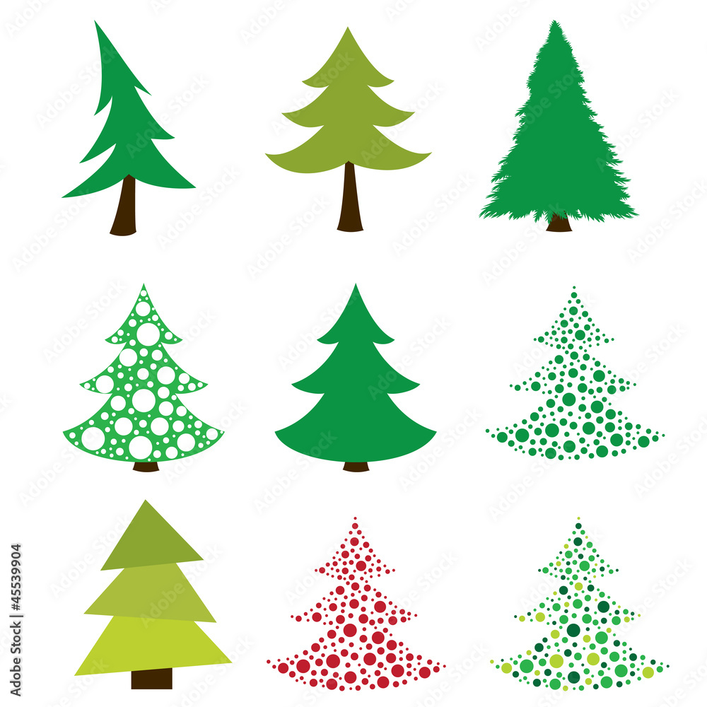 set of stylized Christmas trees, vector images set of stylized Christmas trees, vector images