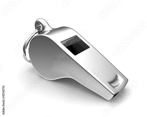 Metal whistle on a white background