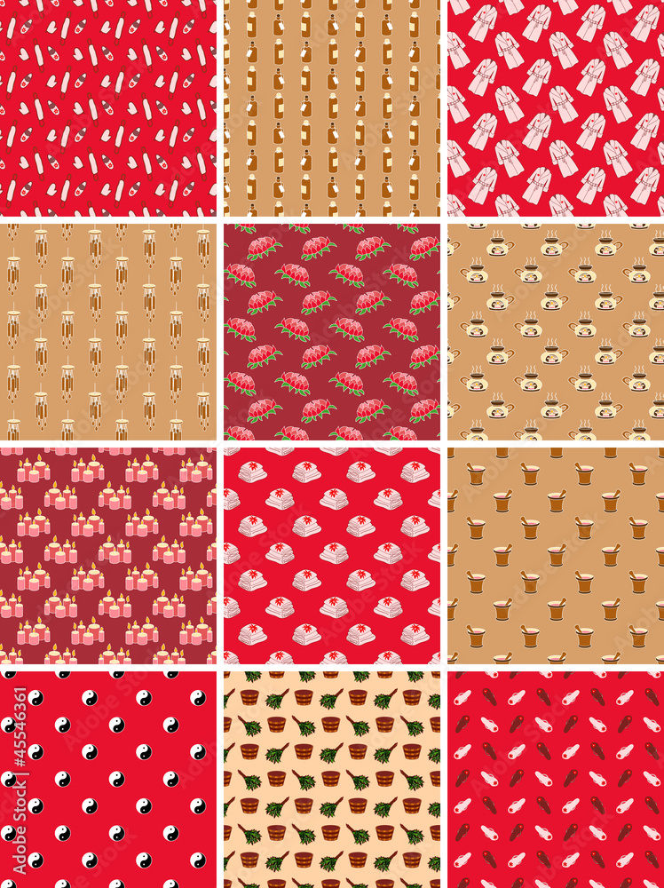 Set of spa seamless patterns Set of spa seamless patterns