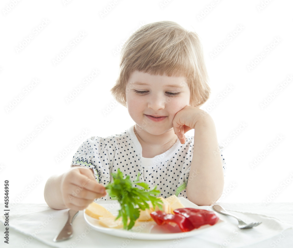 Pretty little girl demonstrating fresh parsley Pretty little girl demonstrating fresh parsley