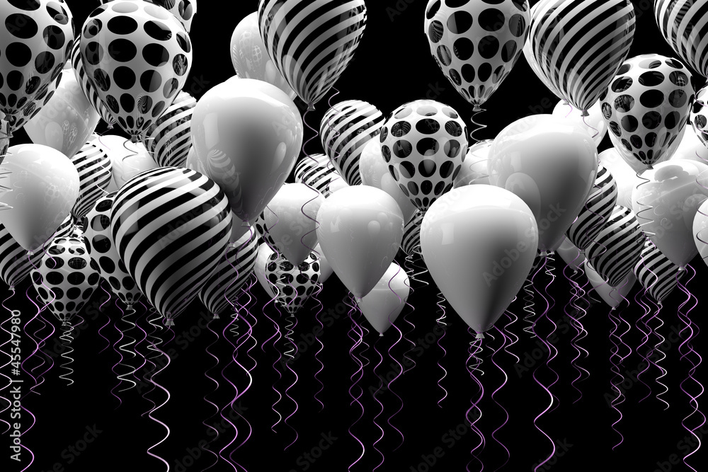 fondo de globos en blanco y negro ilustración de Stock | Adobe Stock