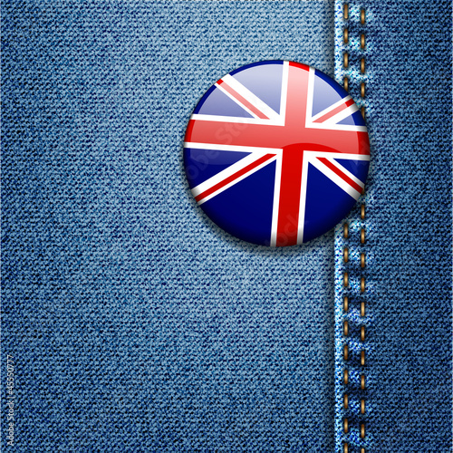 UK Bright Colorful British Flag Badge on Denim