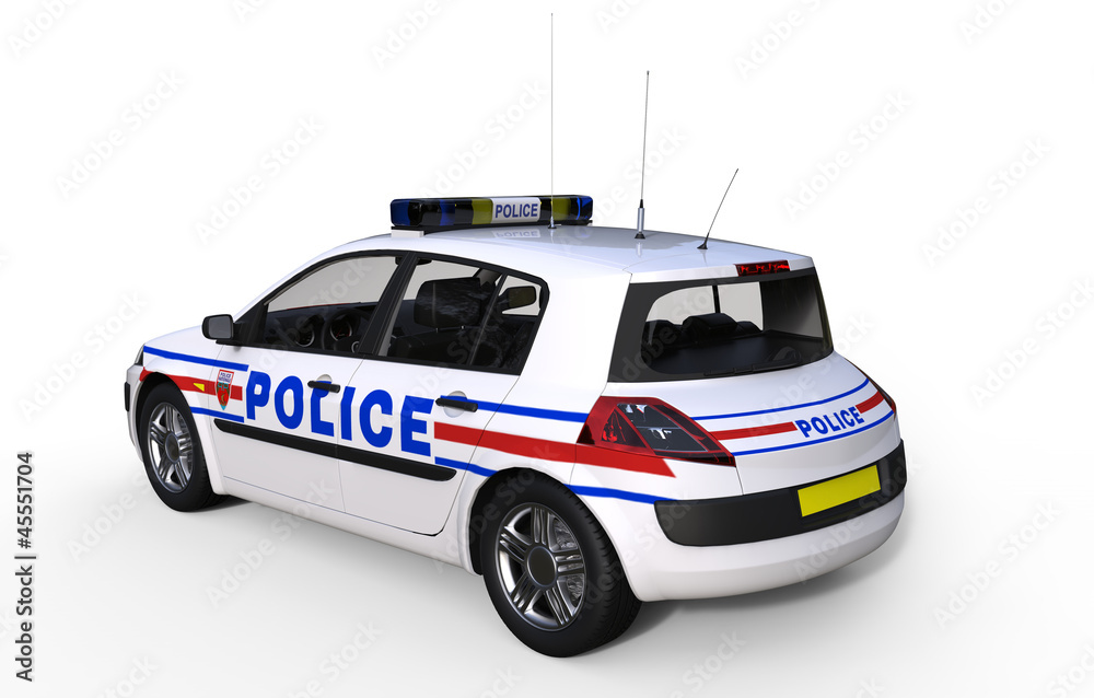 Véhicule de police isolé sur fond blanc Illustration Stock | Adobe Stock