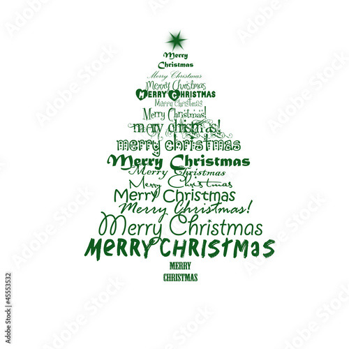 Green tree with Merry Christmas greetings