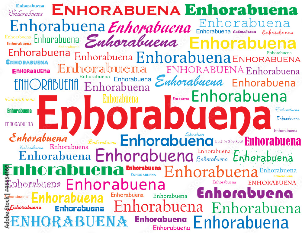 Nube de Palabras "ENHORABUENA" (bravo tarjeta carta saludos) Stock