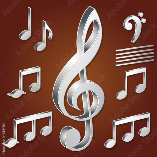 Noten in 3d - Musik Icons