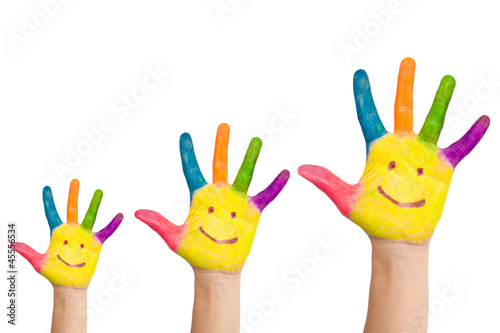 hands with smile, symbol of friendship, unity, growth
