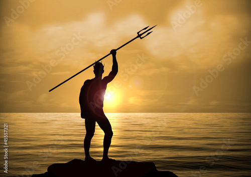 Neptune God at Sunset