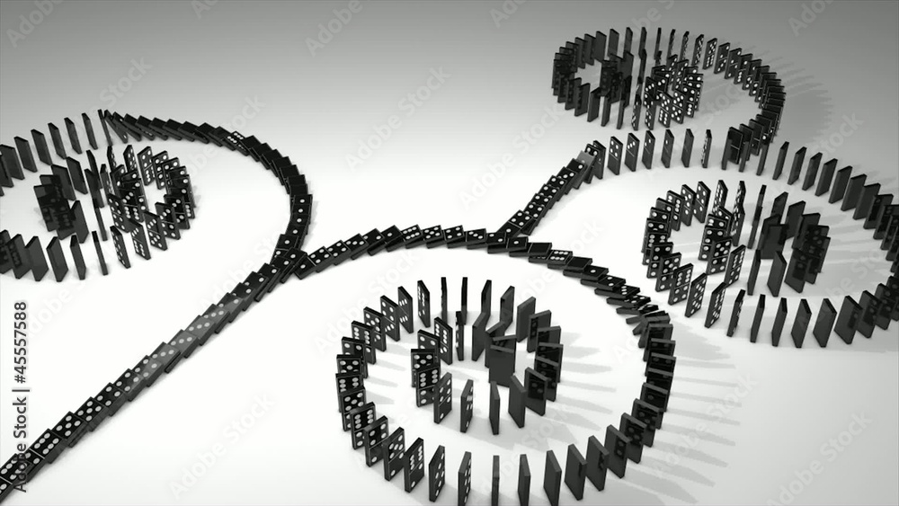 Dominos effect 3d animation.