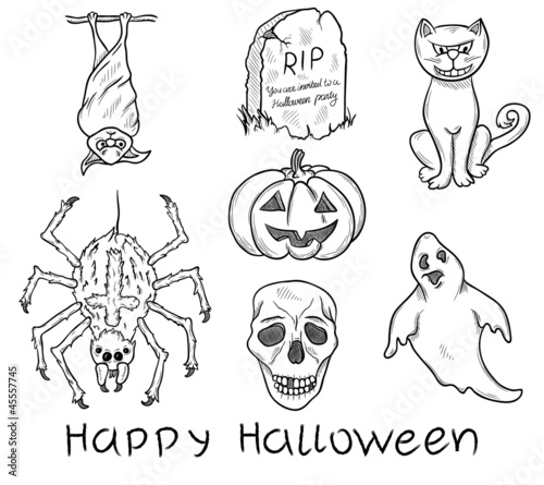 Set of halloween elements