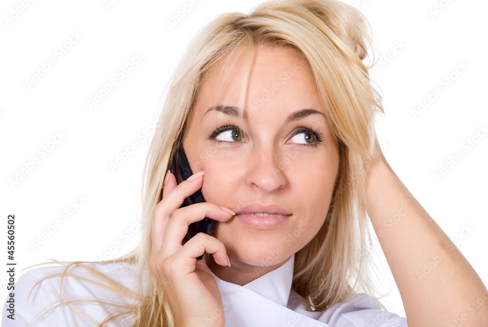 Young doctor talks by mobile phone Young doctor talks by mobile phone