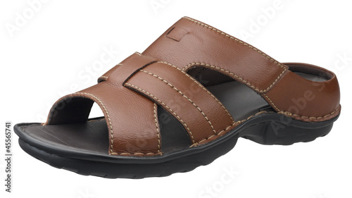 Smart brown leather sandals isolates on white background