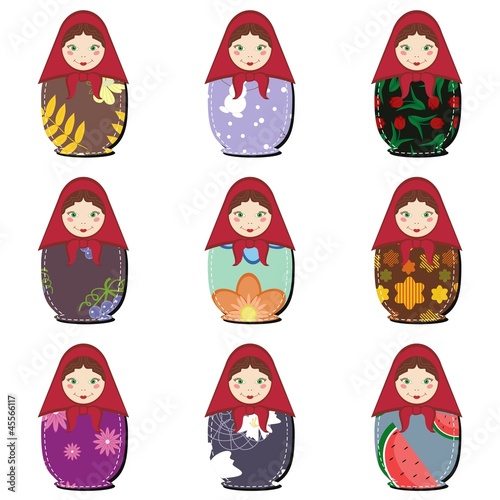 matryoshka dolls scrapbook on white