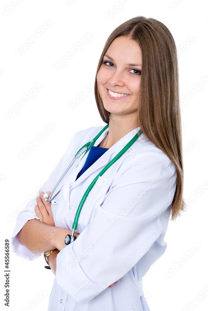 Portrait of happy smiling young female doctor Portrait of happy smiling young female doctor