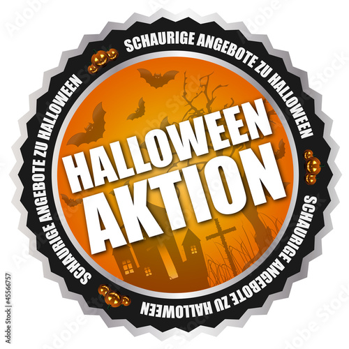Button "Halloween-Aktion" Orange/Schwarz/Silber
