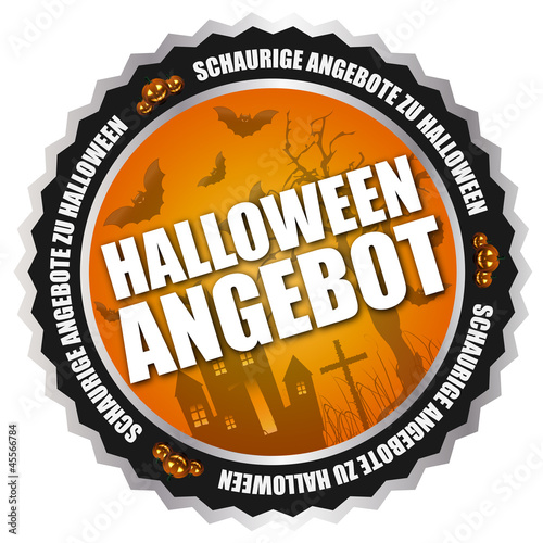 Button "Halloween-Angebot" Orange/Schwarz/Silber