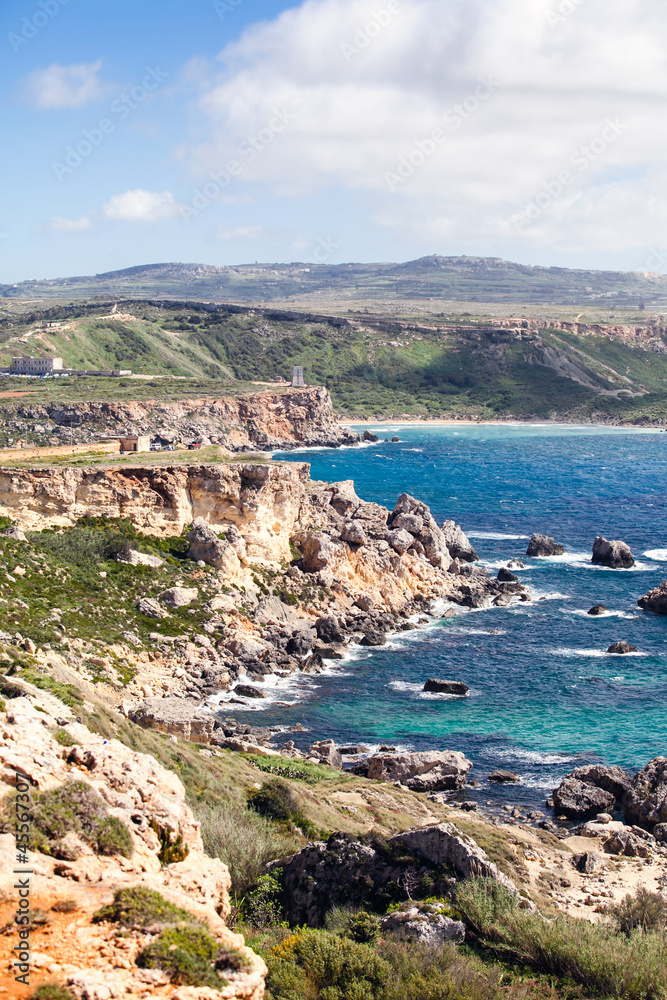 Rocky coastline of Malta