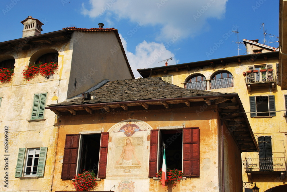 Ancient houses in Orta St. Giulio village, Italy