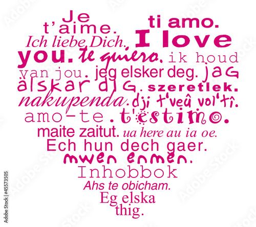 Coeur "je t'aime" dans toutes les langues