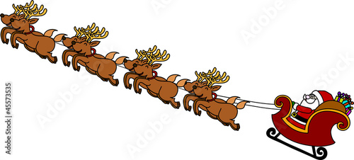 Santa's Sleigh hand writing cartoon.