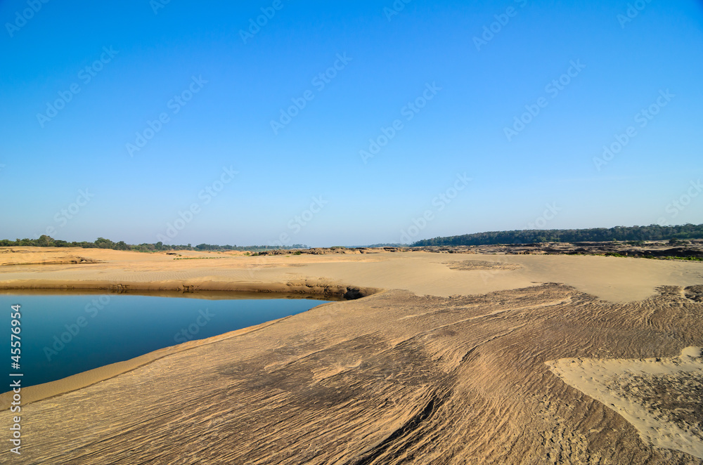 pond in Sampanbok ,in Mekong River