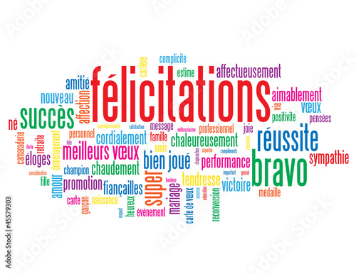 Nuage de Tags "FELICITATIONS" (carte voeux bravo compliments)