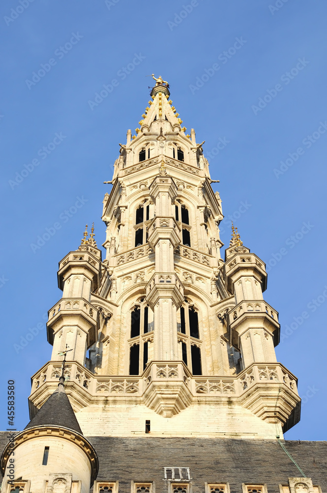 City Hall tower built in 15th century on Grand Place