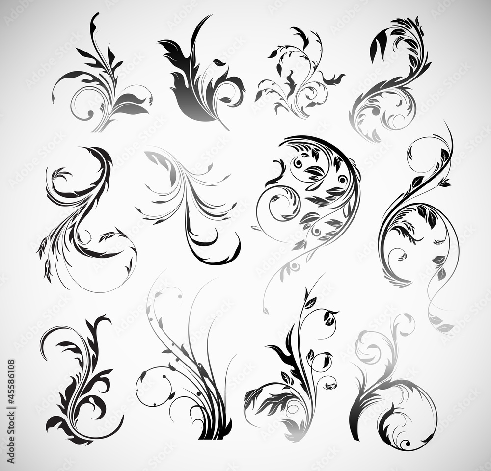 Vector Ornament Flowers Vintage Design Elements