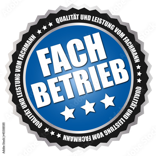 Button "Fach Betrieb" Blau/Schwarz/Silber