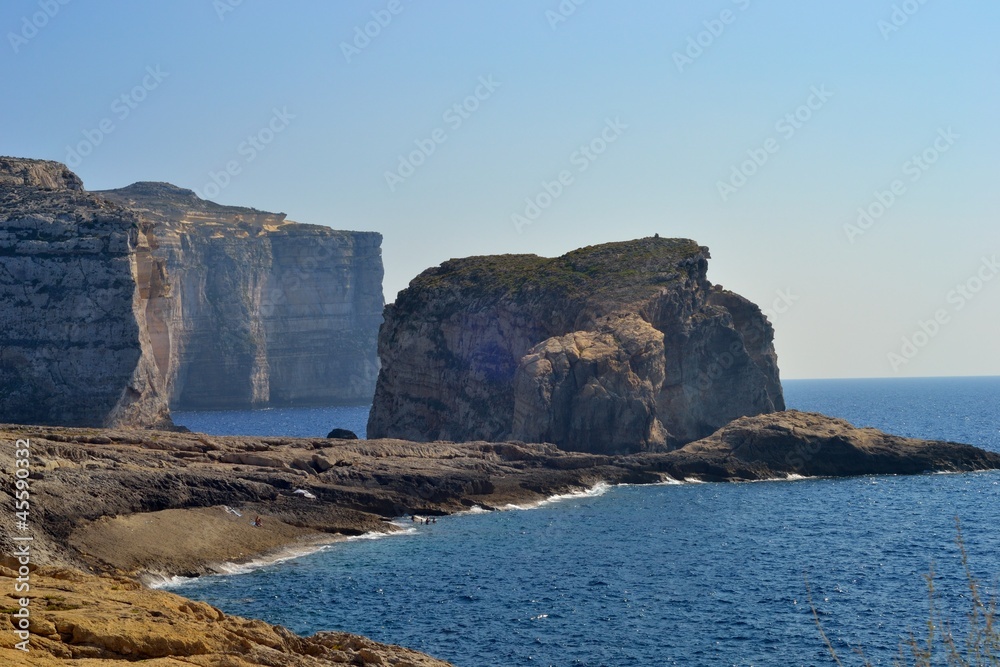 Fungus Rock in Dwejry Bay, Gozo, Malta