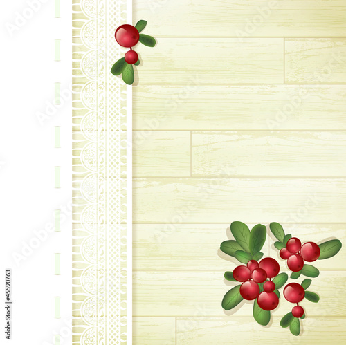 Cranberries at Wooden Background