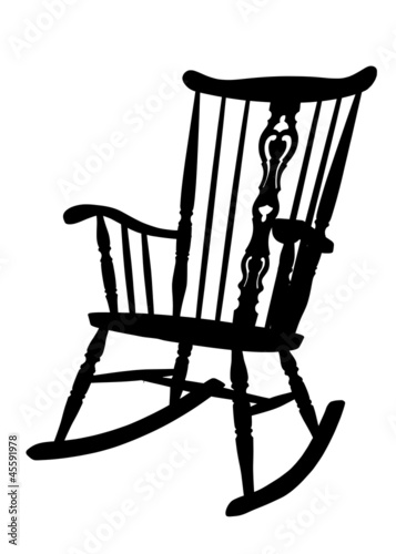 Vintage Rocking Chair Stencil - Left Side Tilted