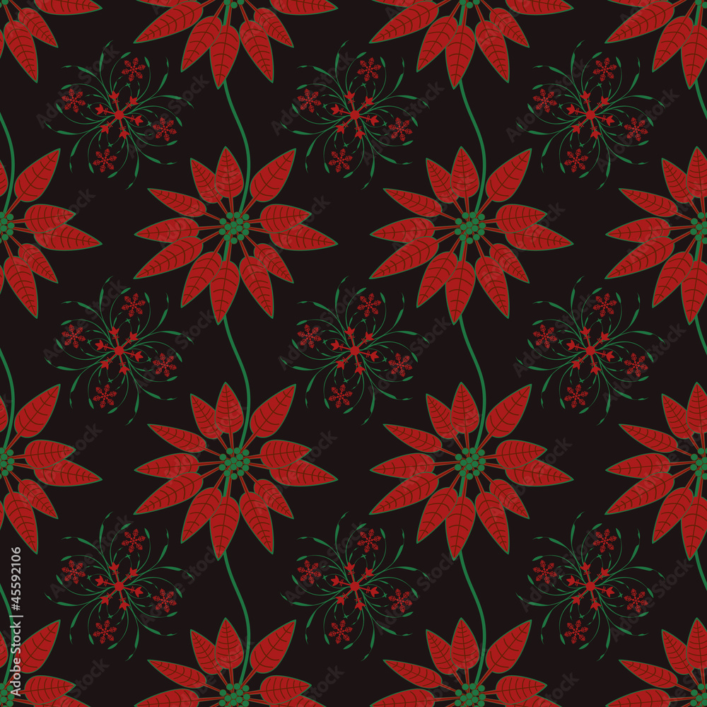 Seamless Pattern with Poinsettia