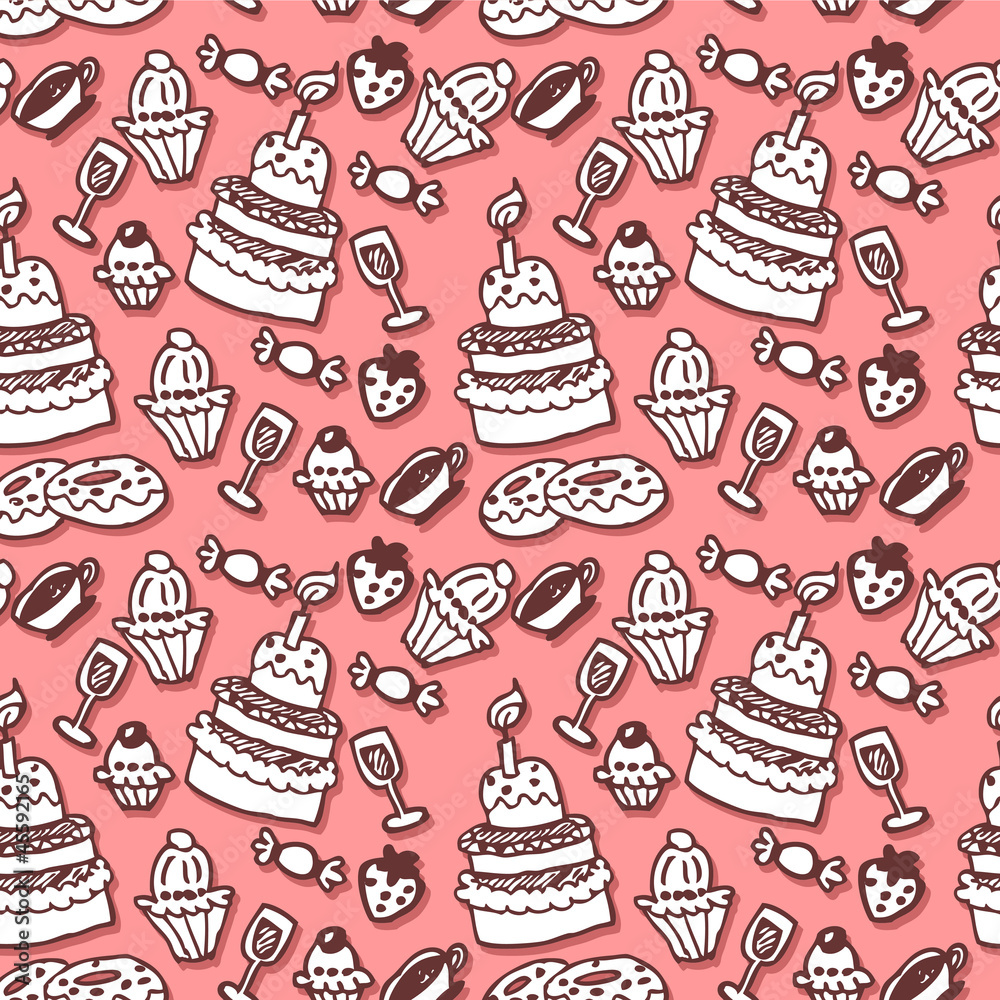 Sweet stuff hand drawn seamless pattern