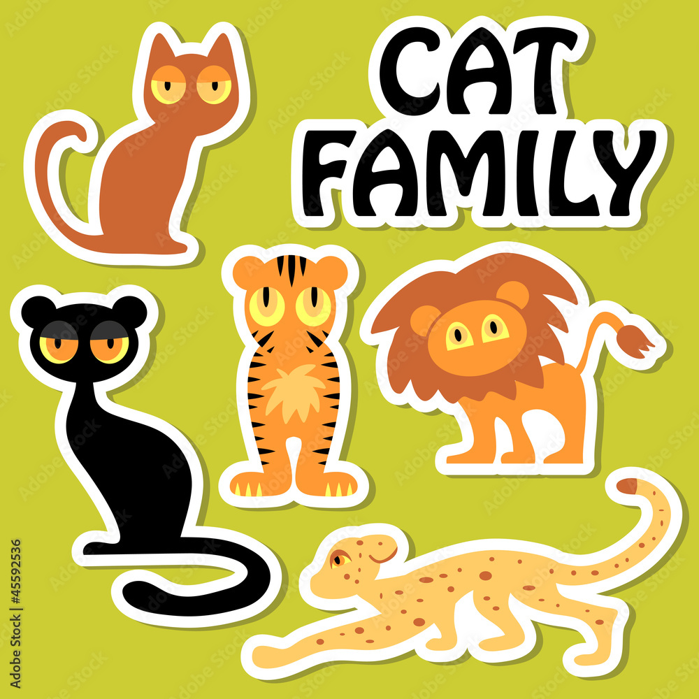 Naklejka premium Cat family set