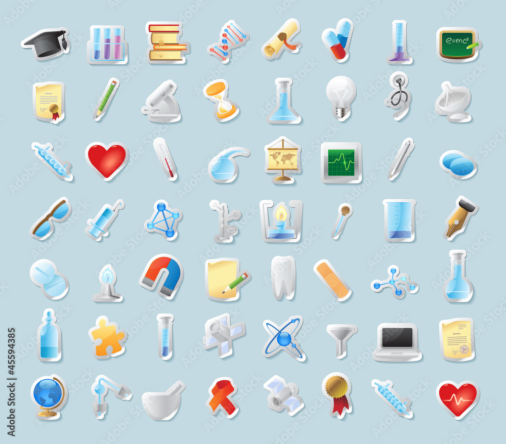 Sticker icons for science and education