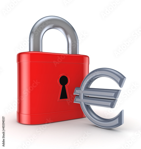 Vintage lock and euro sign.