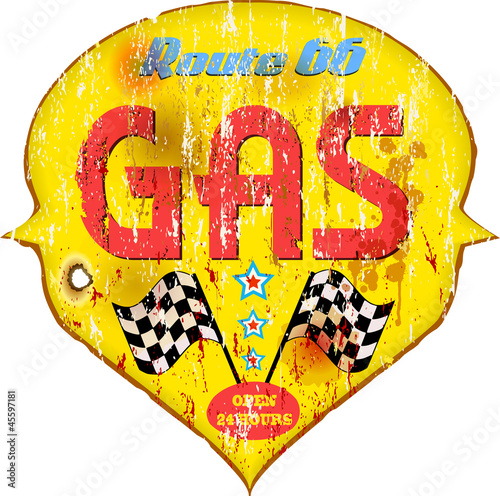 Vintage gas station sign, vector illustration