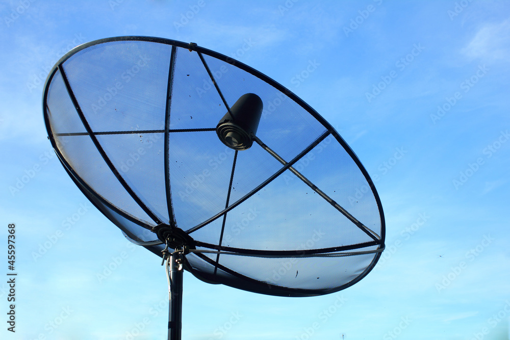 black antenna communication satellite dish